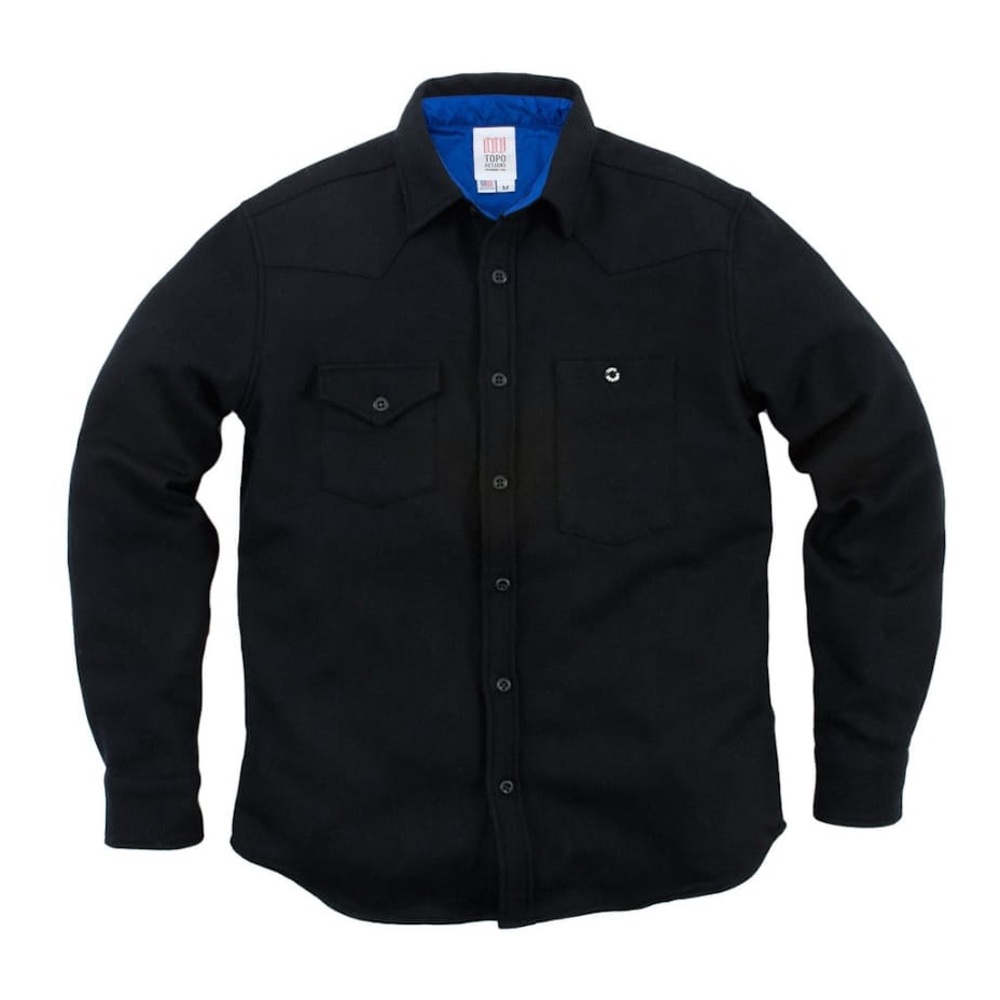 🔆Topo Designs Men's Black Wool Blend Button-Down Work Shirt Size M